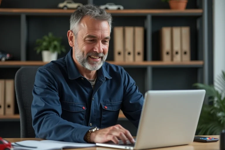 Mécanicien en tenue de travail dans un bureau moderne